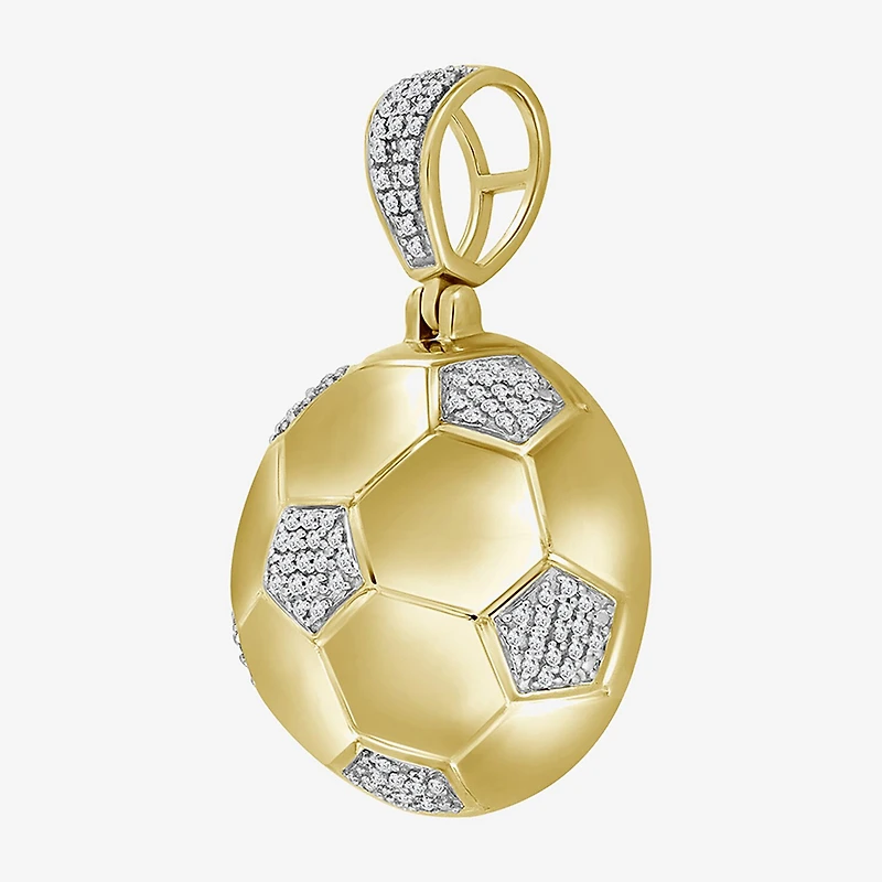 (J / I3) Mens 1/4 CT. T.W. Natural White Diamond 10K Gold Over Silver Pendant