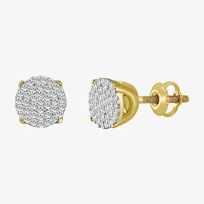 (J / I3) 1/5 CT. Natural White Diamond 10K Gold 6.4mm Oval Stud Earrings