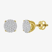 (J / I3) 1/5 CT. Natural White Diamond 10K Gold 6.4mm Oval Stud Earrings