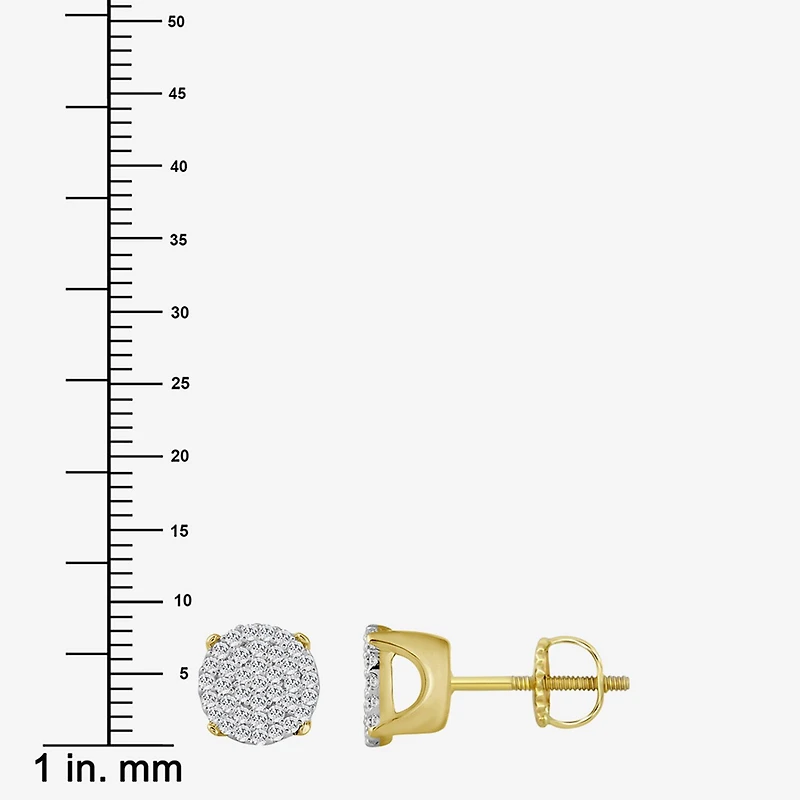 (J / I3) 1/5 CT. Natural White Diamond 10K Gold 6.4mm Oval Stud Earrings