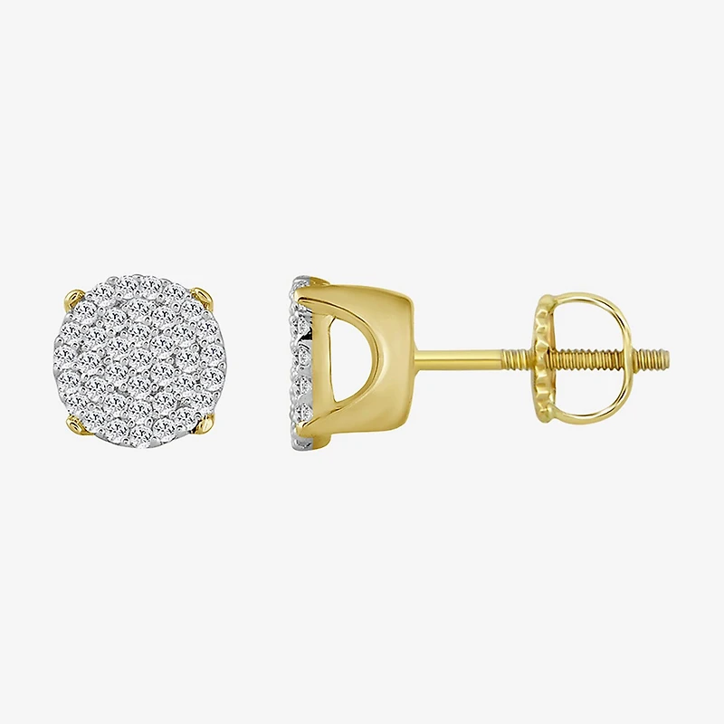 (J / I3) 1/5 CT. Natural White Diamond 10K Gold 6.4mm Oval Stud Earrings