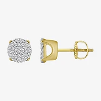 (J / I3) 1/5 CT. Natural White Diamond 10K Gold 6.4mm Oval Stud Earrings