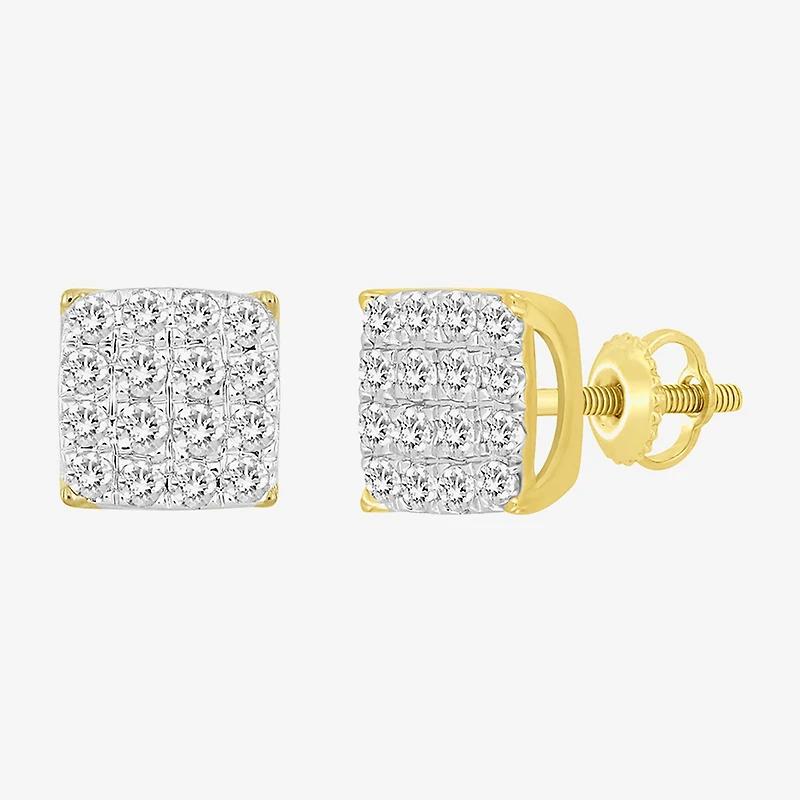 (J / I3) 1/2 CT. T.W. Natural White Diamond 10K Gold 6.9mm Stud Earrings