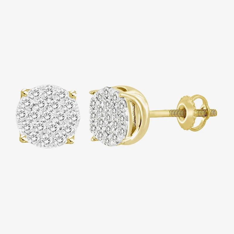 (J / I3) 1/2 CT. T.W. Natural White Diamond 10K Gold 7.7mm Round Stud Earrings