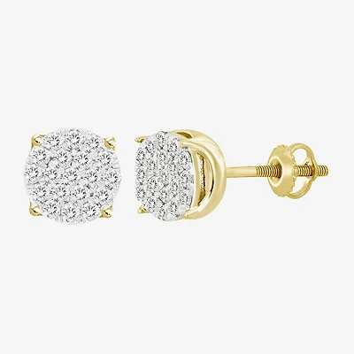 (J / I3) 1/2 CT. T.W. Natural White Diamond 10K Gold 7.7mm Round Stud Earrings