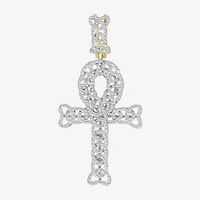 Ankh (J / I3) Mens 1/2 CT. T.W. Natural White Diamond 10K Gold Cross Pendant