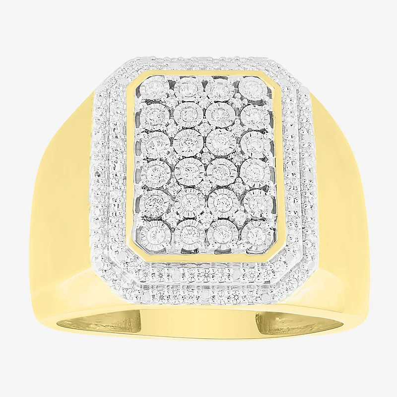 (J / I3) Mens 1/2 CT. T.W. Natural White Diamond 10K Gold Cocktail Ring