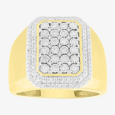 (J / I3) Mens 1/2 CT. T.W. Natural White Diamond 10K Gold Cocktail Ring