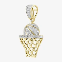 (J / I3) Mens 1/5 CT. Natural White Diamond 10K Gold Over Silver Pendant