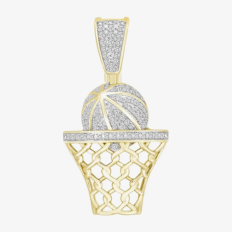 (J / I3) Mens 1/5 CT. Natural White Diamond 10K Gold Over Silver Pendant