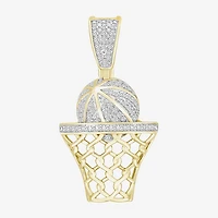 (J / I3) Mens 1/5 CT. Natural White Diamond 10K Gold Over Silver Pendant