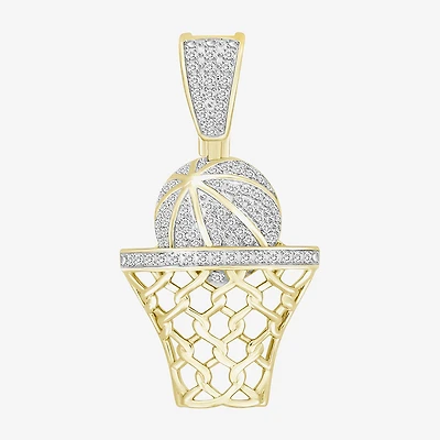 (J / I3) Mens 1/5 CT. Natural White Diamond 10K Gold Pendant