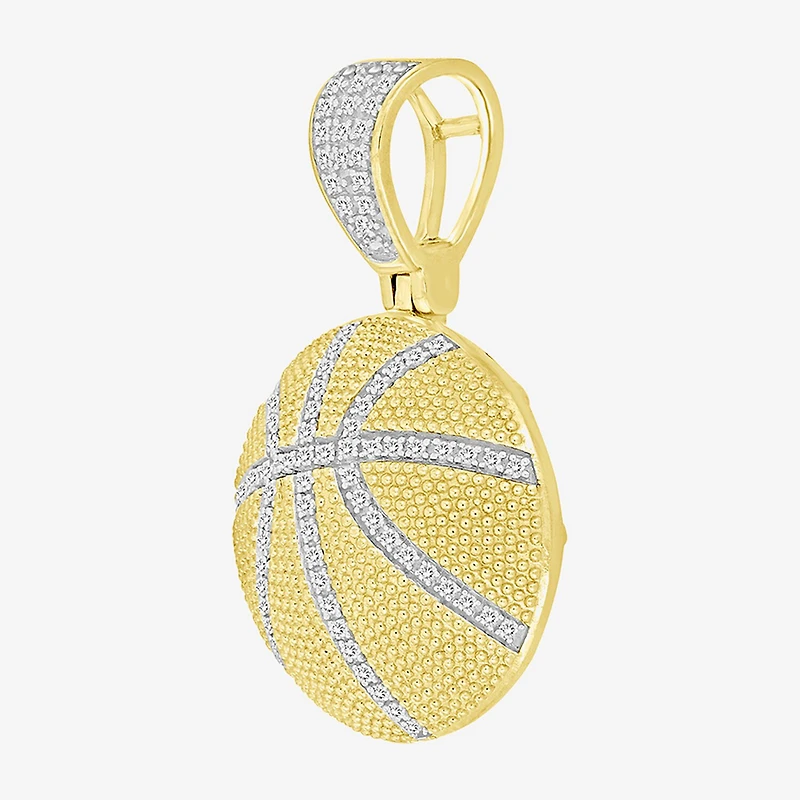 (J / I3) Mens 1/5 CT. Natural White Diamond 10K Gold Pendant