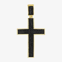 Cross (Black / I3) Mens 1/2 CT. T.W. Natural Black Diamond 10K Gold Cross Pendant