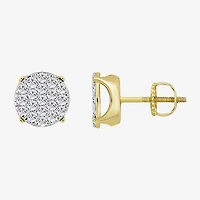 (J / I3) 1 CT. T.W. Natural White Diamond 10K Gold 9.9mm Oval Stud Earrings