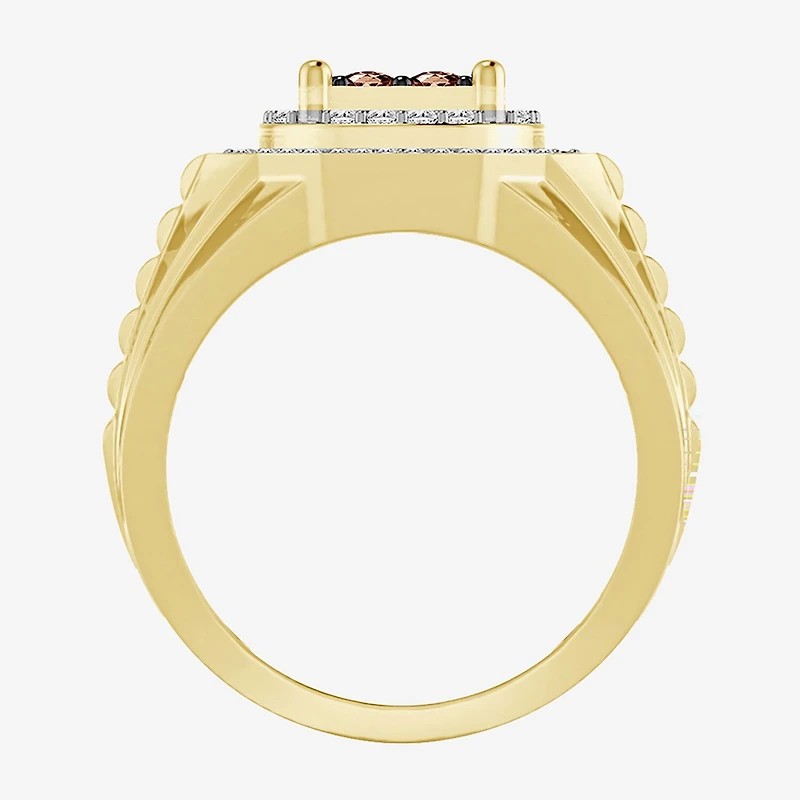 (Brown / I3) Mens 3/4 CT. T.W. Natural Champagne Diamond 10K Gold Cocktail Ring