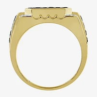 (Black / I3) Mens 1 1/2 CT. T.W. Natural Black Diamond 10K Gold Cocktail Ring