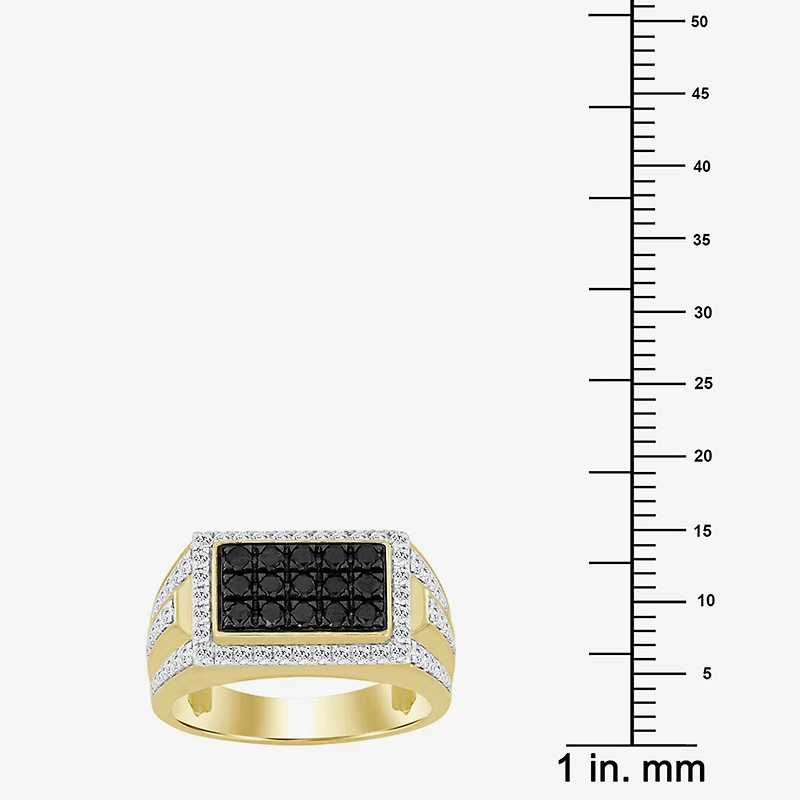 (Black / I3) Mens 1 1/2 CT. T.W. Natural Black Diamond 10K Gold Cocktail Ring