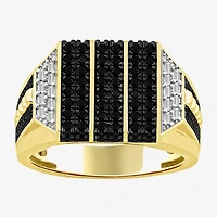 (Black / I3) Mens 1 CT. T.W. Natural Black Diamond 10K Gold Cocktail Ring