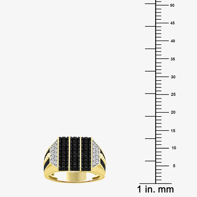 (Black / I3) Mens 1 CT. T.W. Natural Black Diamond 10K Gold Cocktail Ring