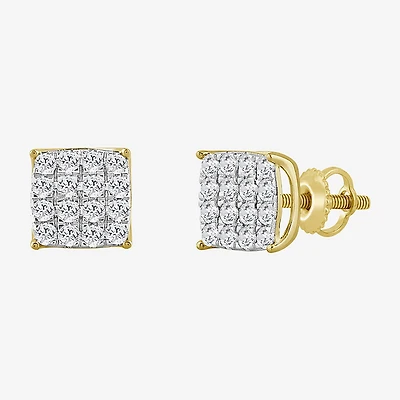 (J / I3) 3/4 CT. T.W. Natural White Diamond 10K Gold 8.1mm Stud Earrings