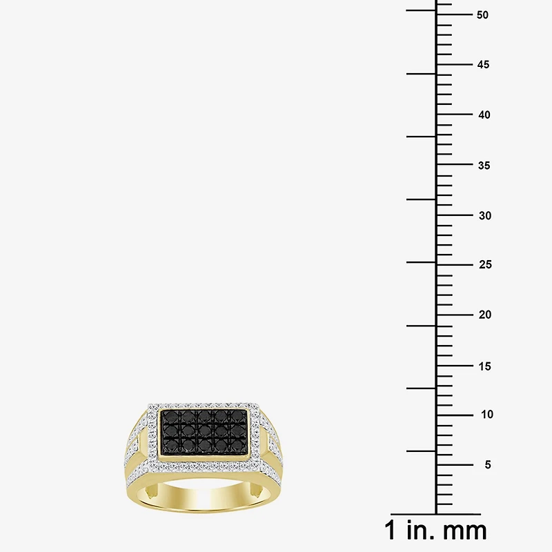 (Black / I3) Mens 1 1/4 CT. T.W. Natural Black Diamond 10K Gold Cocktail Ring