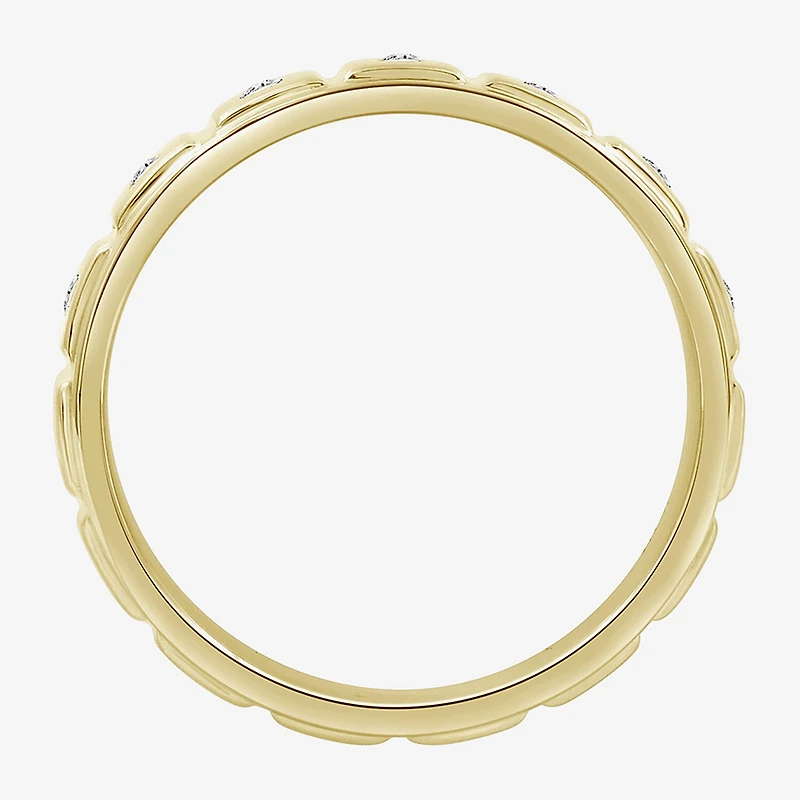 (J / I3) Mens 1/10 CT. T.W. Natural White Diamond 10K Gold Band