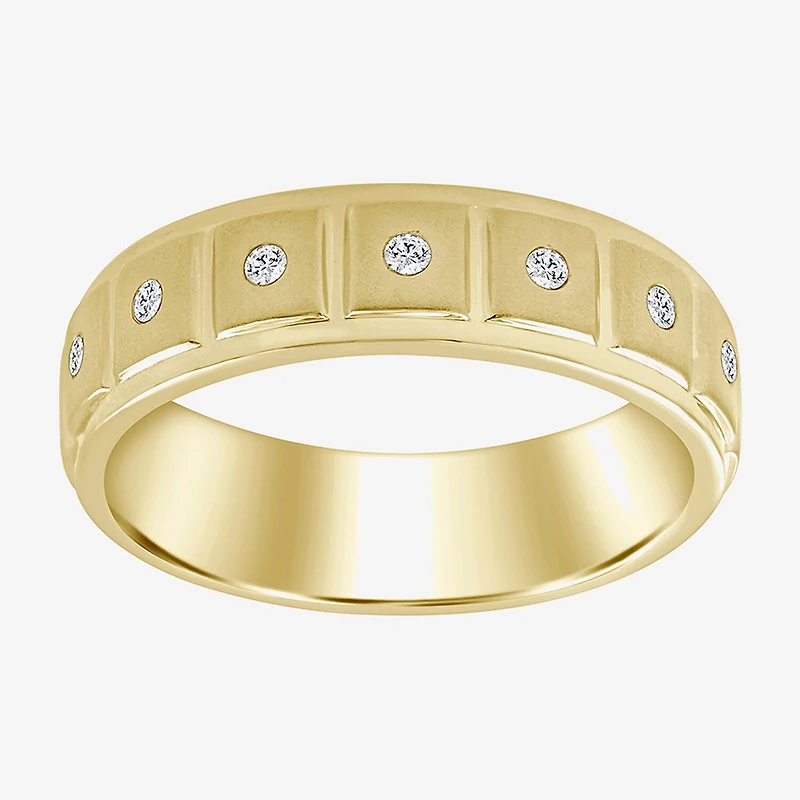 (J / I3) Mens 1/10 CT. T.W. Natural White Diamond 10K Gold Band