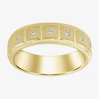 (J / I3) Mens 1/10 CT. T.W. Natural White Diamond 10K Gold Band