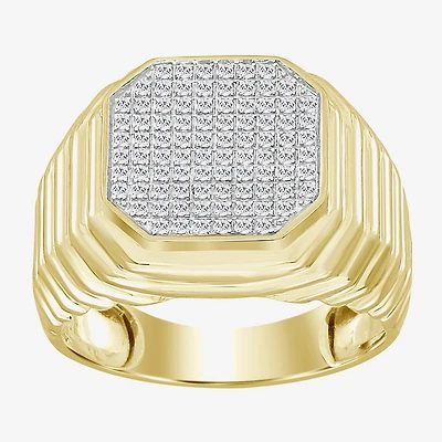 (J / I3) Mens 1/4 CT. T.W. Natural White Diamond 10K Gold Cocktail Ring