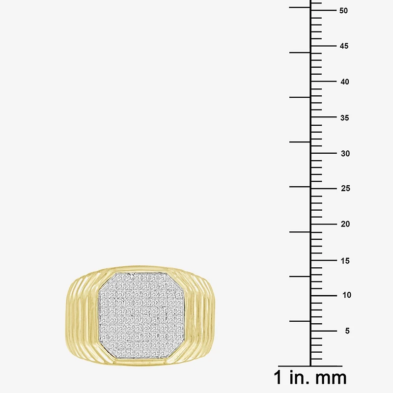 (J / I3) Mens 1/4 CT. T.W. Natural White Diamond 10K Gold Cocktail Ring