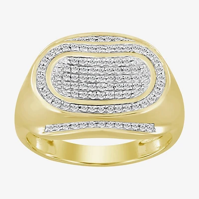 (J / I3) Mens 1/4 CT. T.W. Natural White Diamond 10K Gold Cocktail Ring