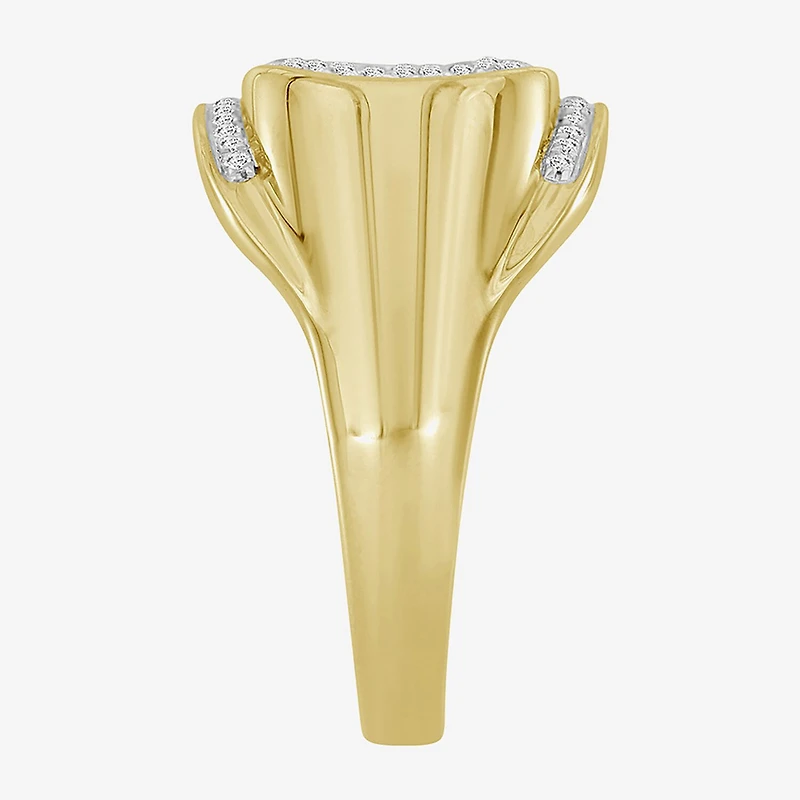 (J / I3) Mens 1/4 CT. T.W. Natural White Diamond 10K Gold Cocktail Ring