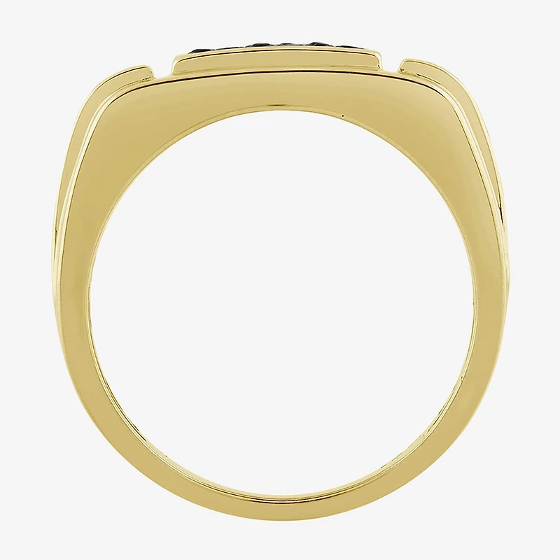 (Black / I3) Mens 1/4 CT. T.W. Natural Black Diamond 10K Gold Cocktail Ring