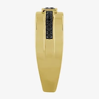 (Black / I3) Mens 1/4 CT. T.W. Natural Black Diamond 10K Gold Cocktail Ring