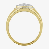 (J / I3) Mens 1/4 CT. T.W. Natural White Diamond 10K Gold Oval Halo Cocktail Ring