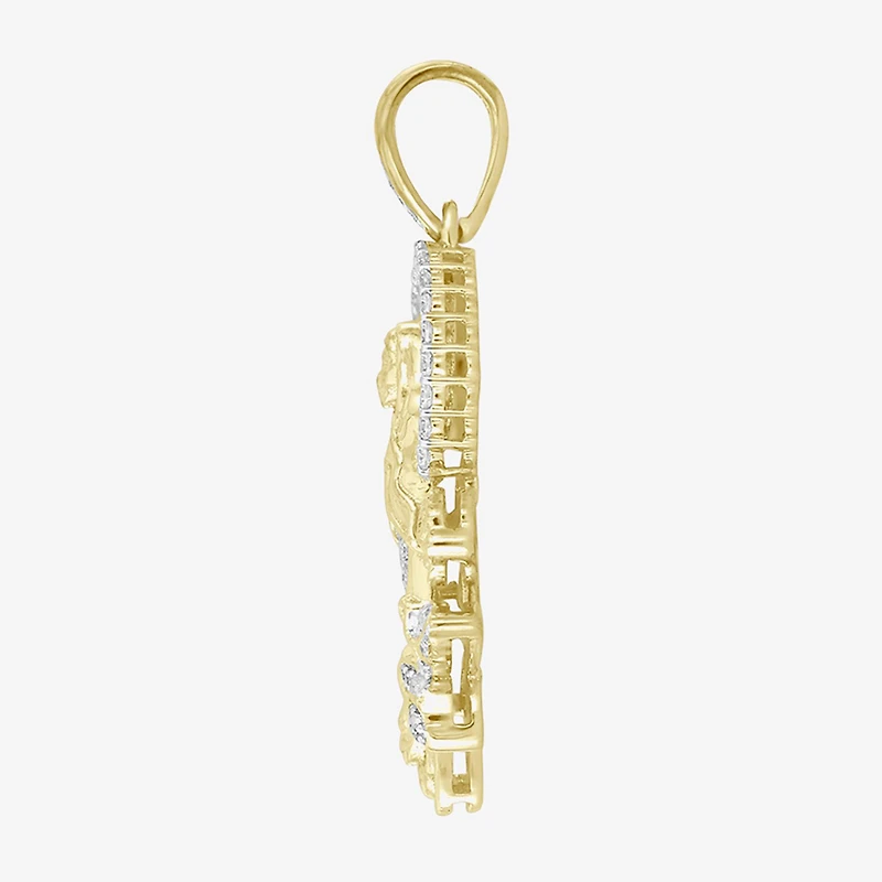 (J / I3) Mens 1/3 CT. T.W. Natural White Diamond 10K Gold Pendant