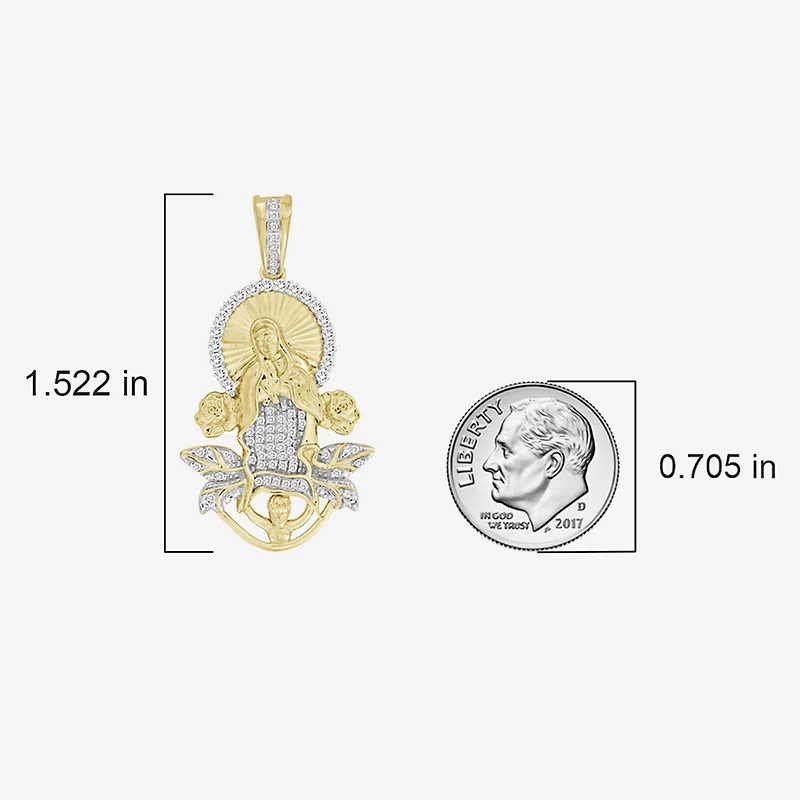 (J / I3) Mens 1/3 CT. T.W. Natural White Diamond 10K Gold Pendant