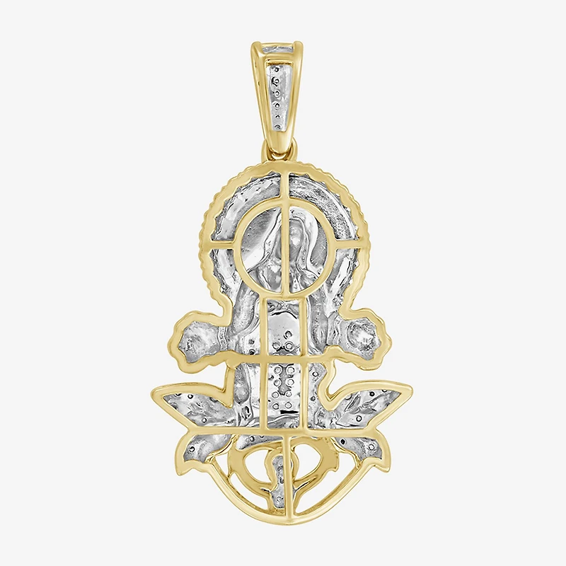 (J / I3) Mens 1/3 CT. T.W. Natural White Diamond 10K Gold Pendant