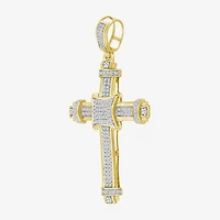 Cross (J / I3) Mens 1/2 CT. T.W. Natural White Diamond 10K Gold Cross Pendant