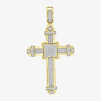 Cross (J / I3) Mens 1/2 CT. T.W. Natural White Diamond 10K Gold Cross Pendant