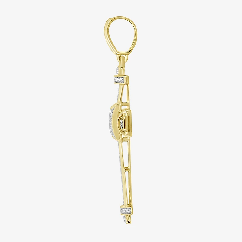 Cross (J / I3) Mens 1/2 CT. T.W. Natural White Diamond 10K Gold Cross Pendant