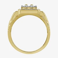 (J / I3) Mens 1/3 CT. T.W. Natural White Diamond 10K Gold Cushion Cocktail Ring