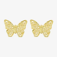 14K Gold 12mm Butterfly Stud Earrings