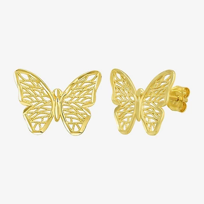 14K Gold 12mm Butterfly Stud Earrings