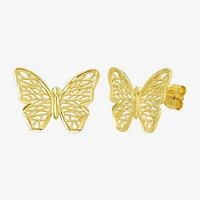 14K Gold 12mm Butterfly Stud Earrings