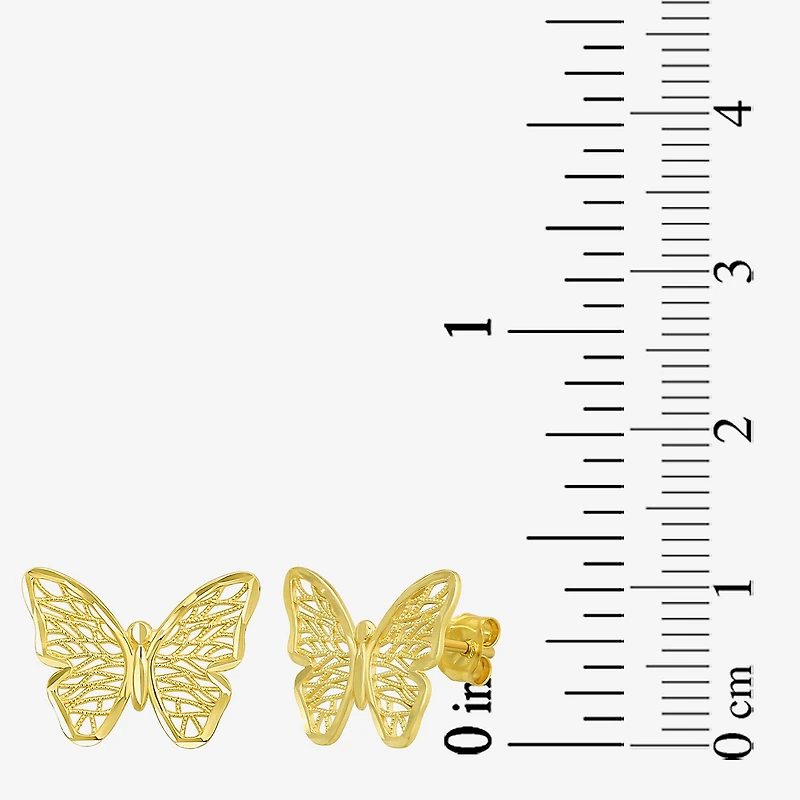 14K Gold 12mm Butterfly Stud Earrings