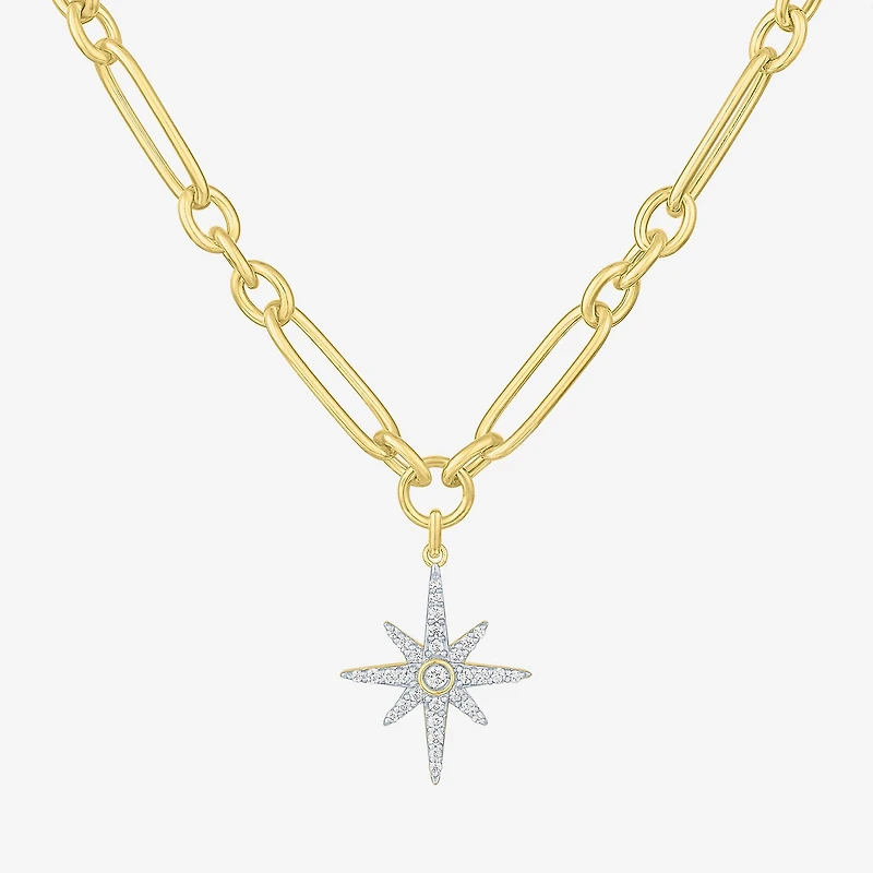 Diamond Addiction Northstar (G-H / Si2-I1) Womens 1/3 CT. T.W. Lab Grown White Diamond 14K Gold Over Silver Star 18 Inch Pendant Necklace