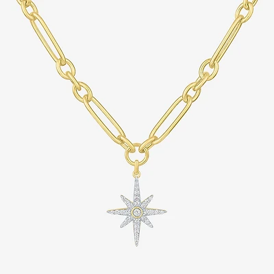 Diamond Addiction Northstar (G-H / Si2-I1) Womens 1/3 CT. T.W. Lab Grown White Diamond 14K Gold Over Silver Star 18 Inch Pendant Necklace