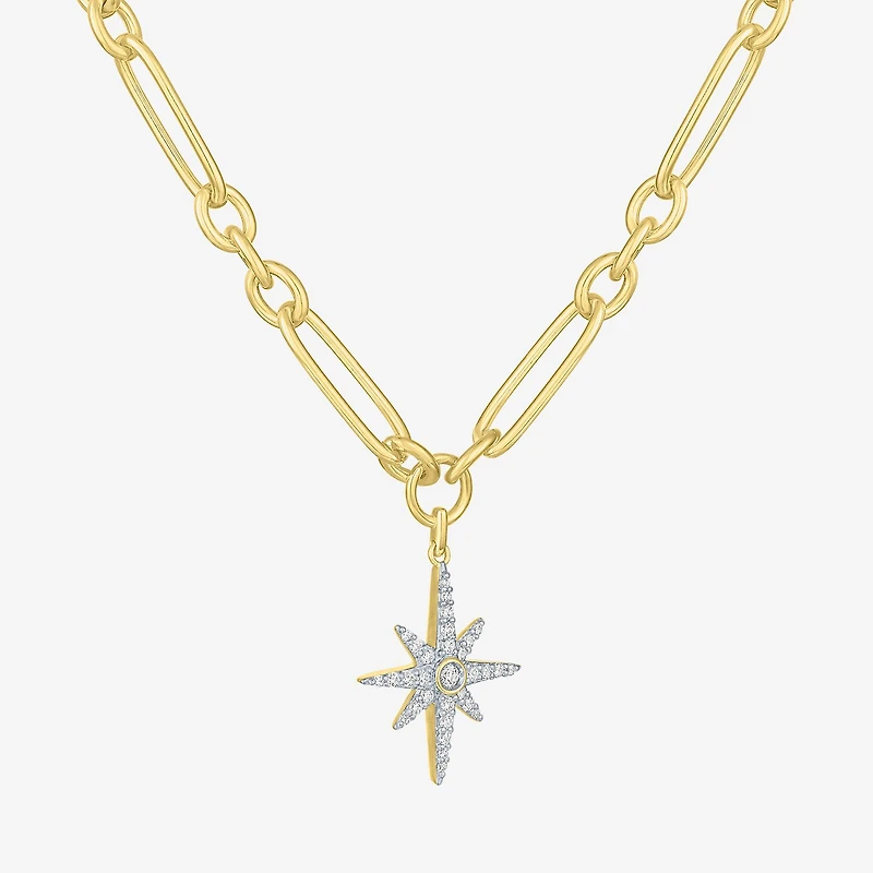 Diamond Addiction Northstar (G-H / Si2-I1) Womens 1/3 CT. T.W. Lab Grown White Diamond 14K Gold Over Silver Star 18 Inch Pendant Necklace